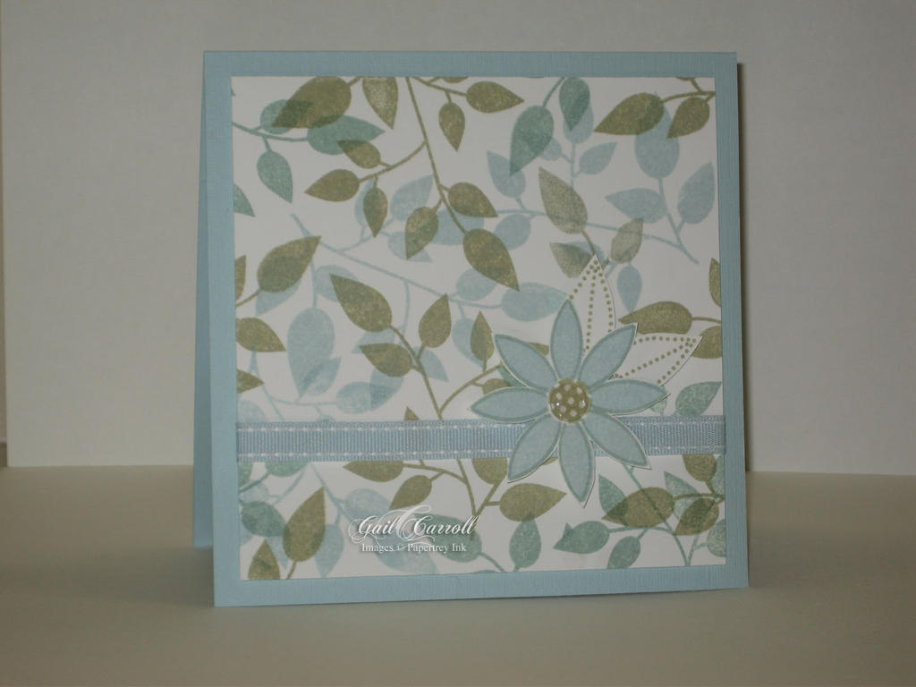 Beautiful Blooms done in SU Mellow Moss, Soft Sky and Sage Shadow on Whisper White CS.