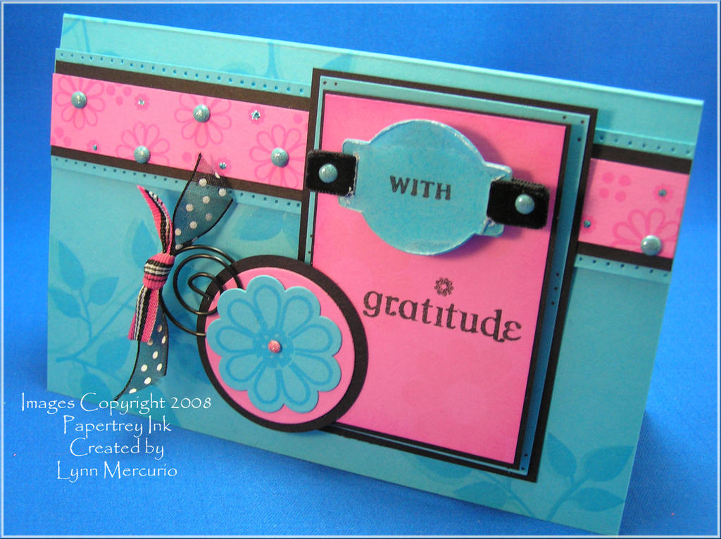 With Gratitude<br />
Stamps: Papertrey Beautiful Blooms; Papers: Pixie Pink, Tempting...