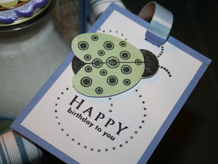 The Birthday tag to finish of the basket for my Sister-in-law.<br />
<br />
Stamps: Little...