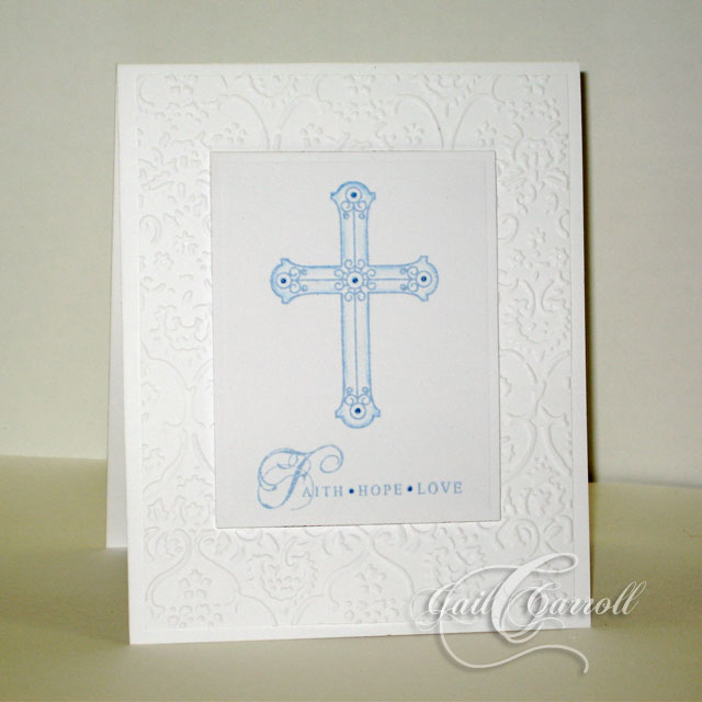 Another simple elegant Easter card.  Cuddlebugged panel topped  with nestibilites embossed panel...