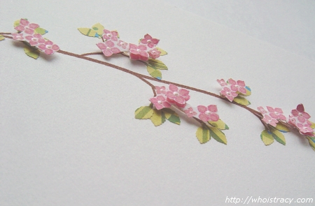 A 3-d collage using the branch &amp; flowers from Out on a Limb.