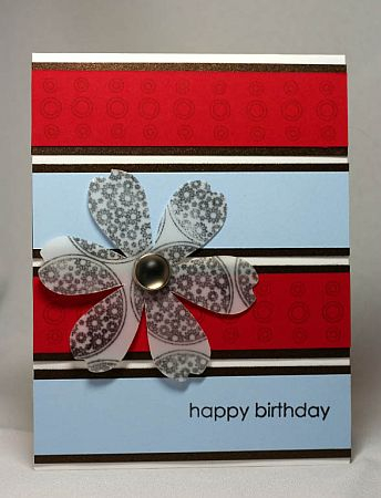 I stamped the maya road flower using the flower stamp from Shapes by Design.  The possibilities...