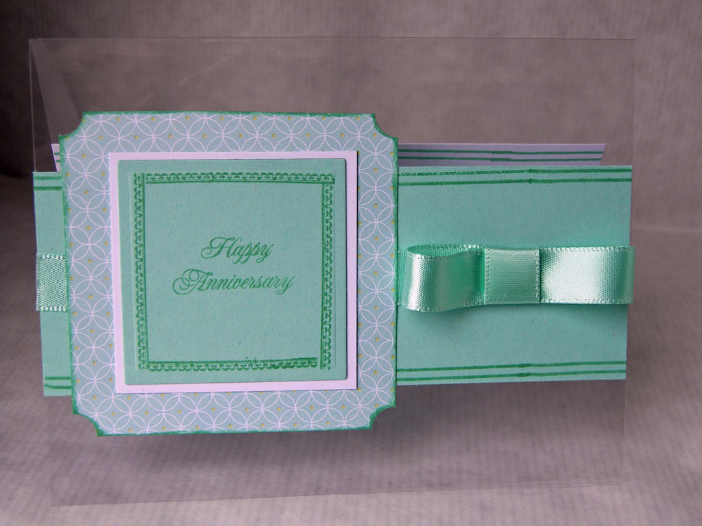 Project Title:  Clear Happy Anniversary card<br />
Stamps: Wedding Day, Faux Ribbon, Out On a...