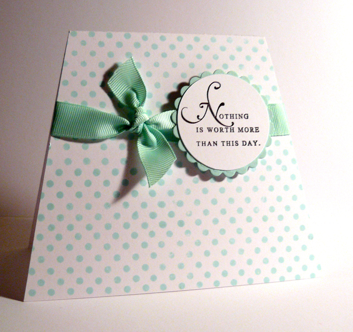 The layout for this card is from &quot;The Joy of Cardmaking&quot; recipe #50.  Polka Dot Basics...