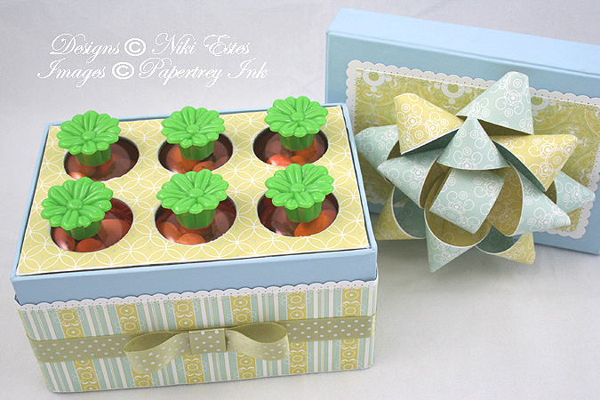 Inside of the box.  I found these great carrot candy holders at Dollar Tree.  I filled them with...
