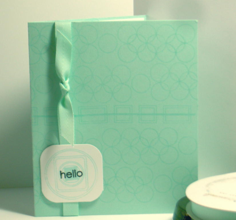 Hello Card using Shapes By Design and Aqua Mist ink and cardstock