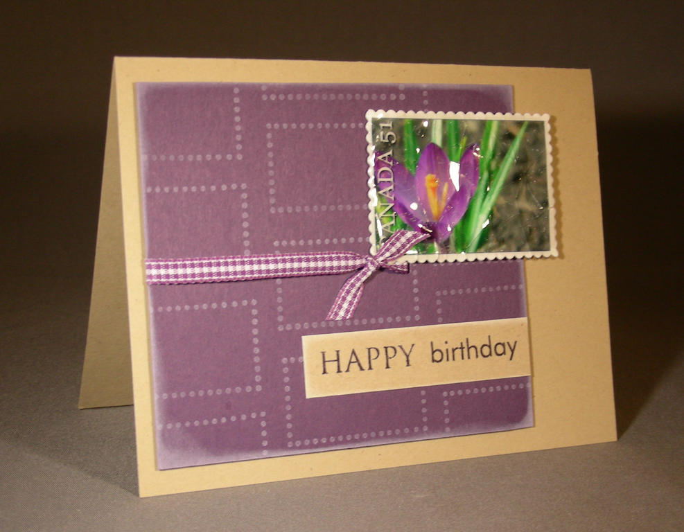 I made that stamped image using a picture of a crocus in my garden last spring and a web site!...