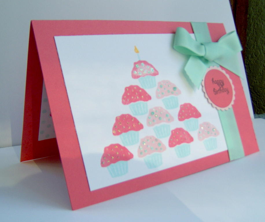 Card using berry sorbet cardstock, aqua mist grosgrain ribbon, aqua mist and berry sorbet ink,...