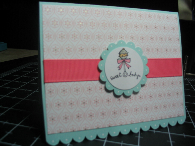 This is just a 5 minute baby card, it looks better in real life!  It&#039;s hard to see but I...