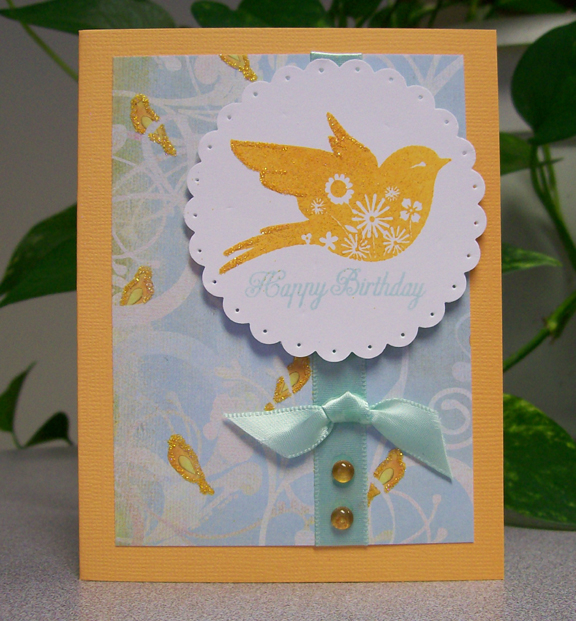 This card features Papertrey&#039;s Aqua Mist ribbon and ink and a sentiment from Year Round...