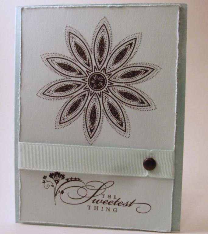 Using Aqua Mist CS and ribbon, and SU rub ons I made this card for a friend. The Aqua mist paper...