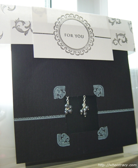 Altered PTI box used to hold a pair of earrings I made as a gift. Decorated using Alli...