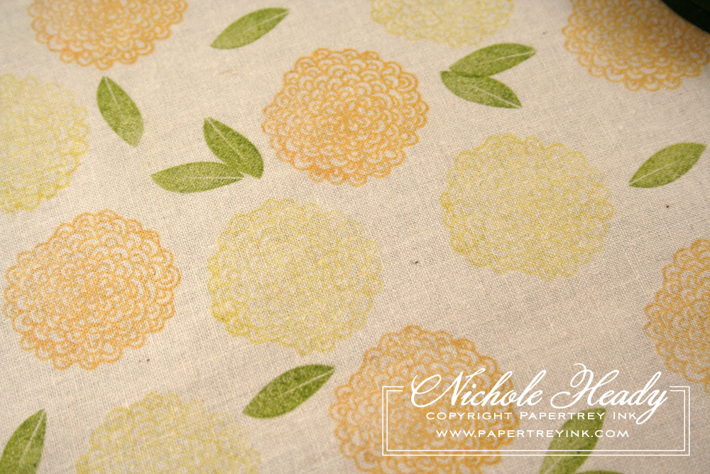 A close-up of the stamped fabric.
