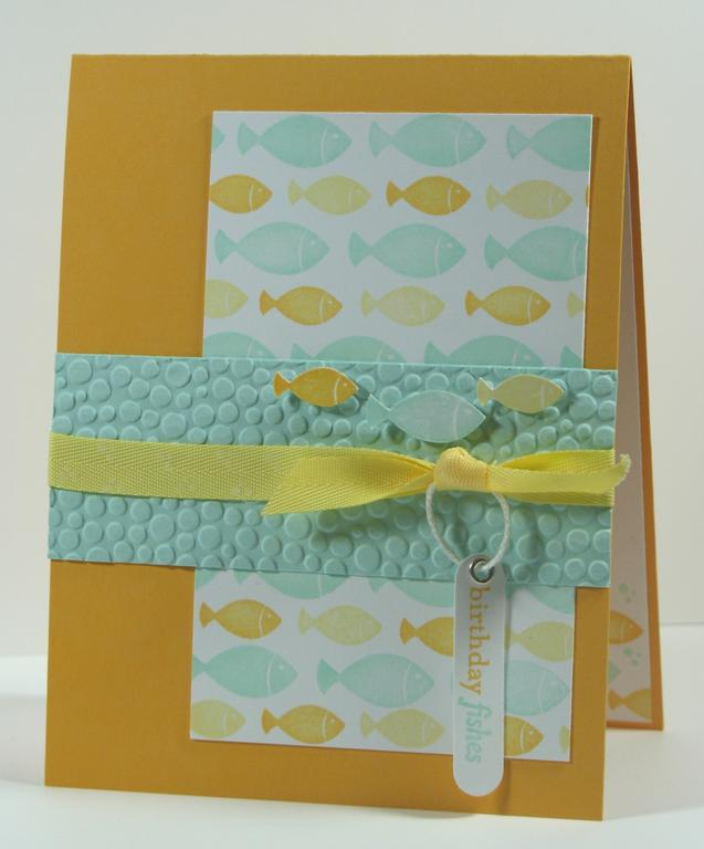 Birthday Fishes Card<br />
Stamps:  Pond Life, Pond Life Sentiments, Simple Alphabet<br />...