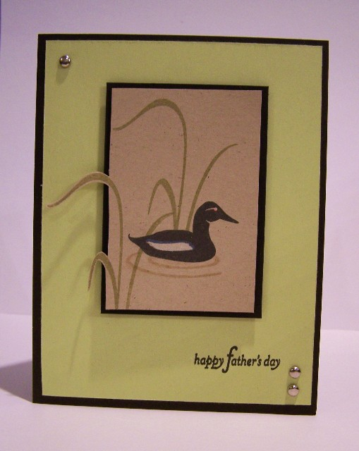 Stamps- Pond Life<br />
Cardstock- Kraft, Black, Spring Moss<br />
Ink- Black, Alabaster fluid...