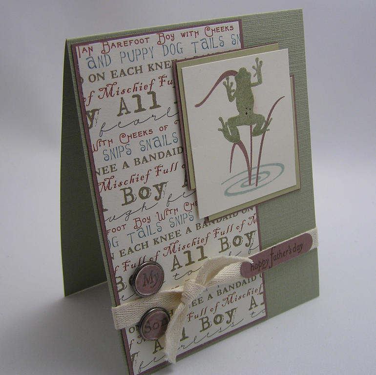 All Boy - for my Son<br />
Pond Life<br />
Stamps:  Pond Life <br />
Ink:  Palette Burnt...