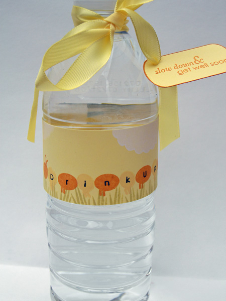 Project Title: Get Well Water bottle<br />
Stamps: Pond Of Life, Simple Alphabet, Punny...