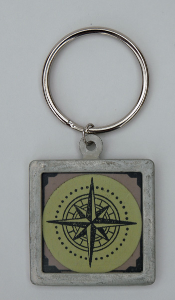 Project Title:  Compass Keychain<br />
Stamps: Father Knows Best, Borders &amp; Corners...