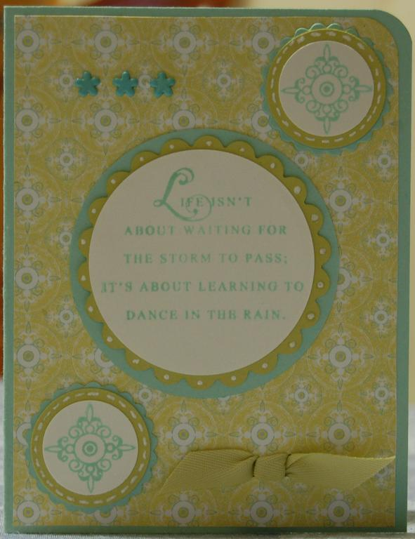 My youngest loves ballet and this saying sings to her!  Used Papertrey inks, DP paper, Aqua Mist...