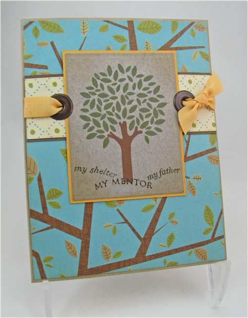 Stamps: Father Knows Best<br />
Ink: Gingerbread, Jumbo Java, and Spanish Olive Versamagic...