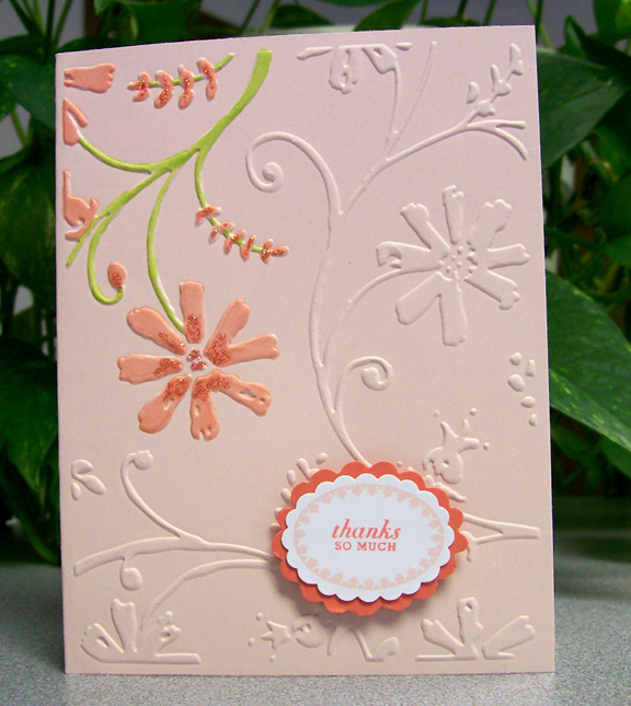 For this card I used my Stylized Flowers embossing folder on Sweet Blush cardstock.  The...