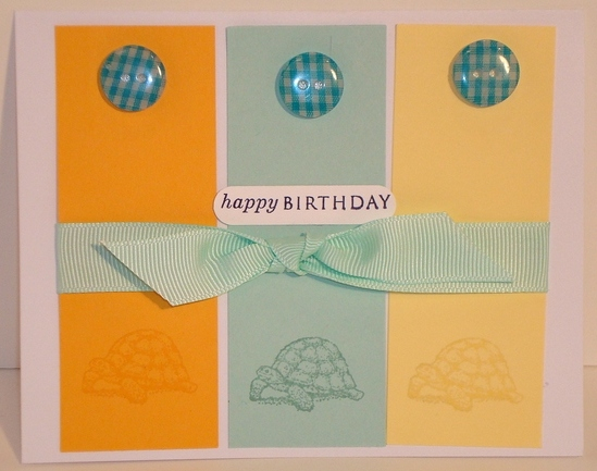 White card stock, PTI summer sunrise with SU Apricot Apeal Ink, Aqua Mist CS with Sage Shadow...