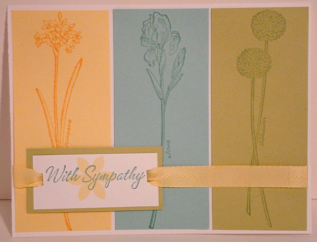 I used PTI cardstock, Lemon Tart, Spring Moss and Aqua. SU Long stemmed and Warmest Regards.