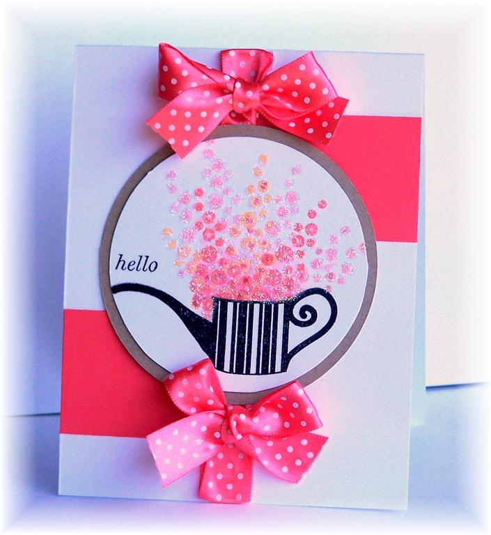 A happy hello card using Green Thumb stamp set