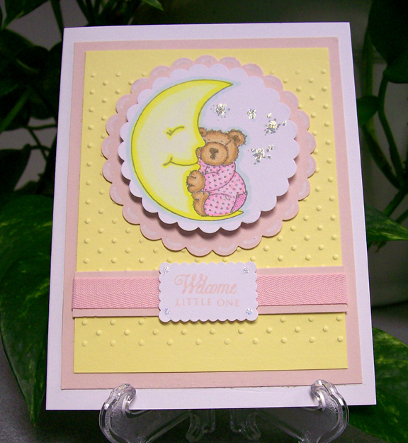 I used Sweet Blush cardstock, twill tape, and ink and Lemon Tart cardstock embossed in my CB...