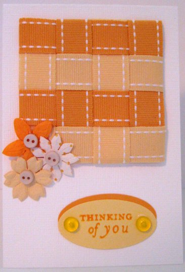 This mini card is 3.25 x 4.75 and has Char&#039;s Ribbon weave technique on it. I used the...