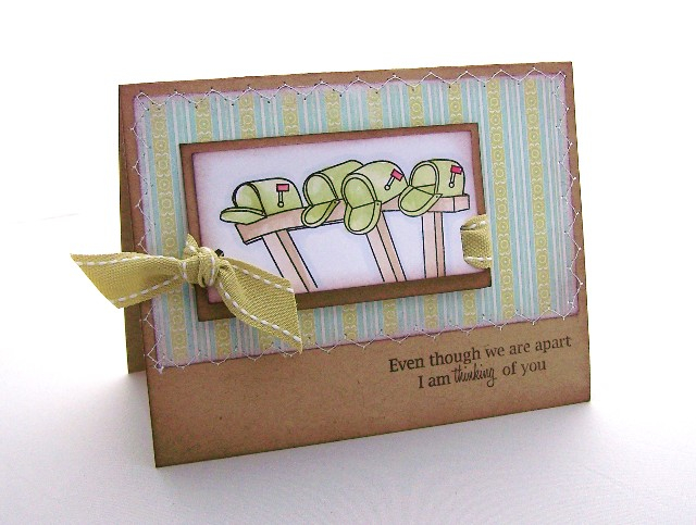 Stamps- Mailbox Greeting<br />
Ink- Timber Brown StazOn (Tsukineko), Jungle Green, Salvia Blue,...