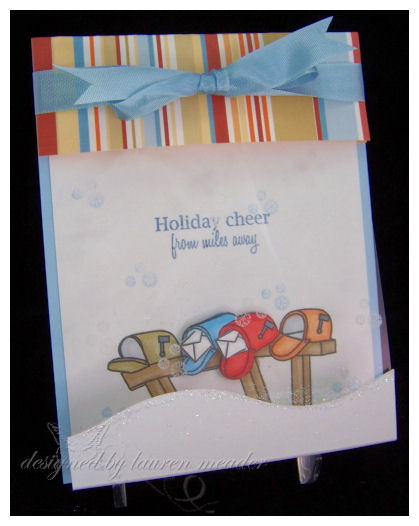 Holiday Greetings from miles away!<br />
<br />
Stamps-Mailbox Greetings<br />
Cardstock-PTI...
