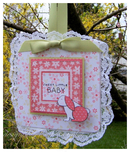 Sweet Baby Door hanger<br />
<br />
Stamps-Bitty Baby Blessings<br />
Cardstock-PTI select...