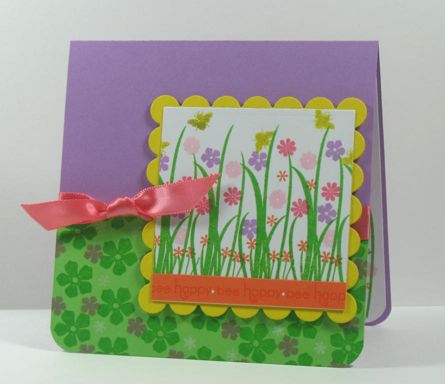 Bright Bee Happy Card<br />
Stamps:  Honey Bees (PTI)<br />
Cardstock:  Stamper Select White...