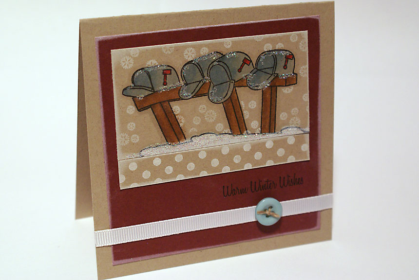 Stamps: Mailbox Greetings, Polka Dot Basics (Papertrey Ink)<br />
Ink: Black Soot Distress Ink...