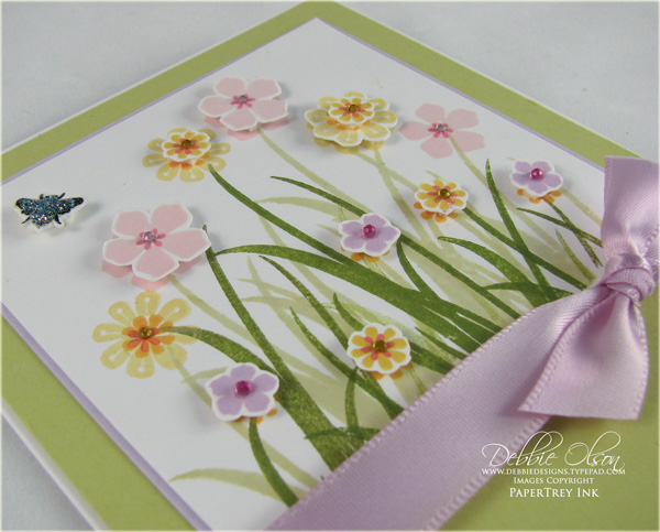 Stamps: Honey Bees<br />
Cardstock: Stamper&#039;s Select White, Spring Moss, Lavender Moon...