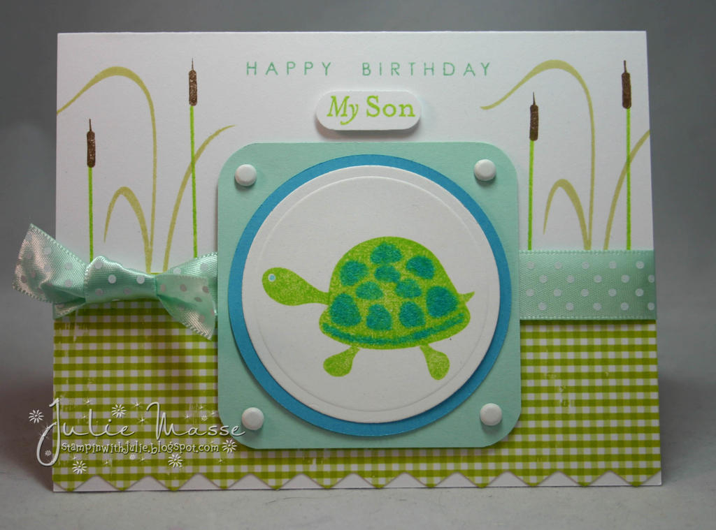 Aaron&#039;s 1st Birthday Card.<br />
<br />
Stamps: Pond Life, It&#039;s a Celebration -...