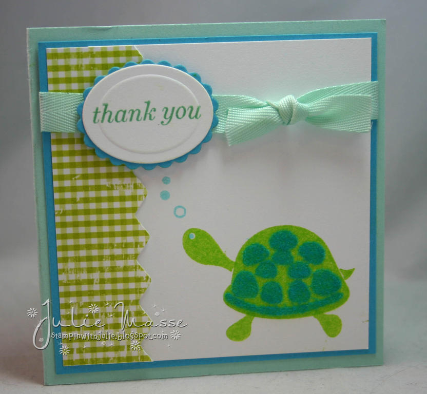 Thank you card. <br />
<br />
Stamps: Pond Life, It&#039;s a Celebration - Papertrey Ink<br />...
