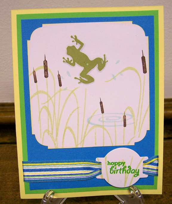 PTI products used:  Pond Life, Green Thumb (sentiment), Lemon Tart cardstock, Spring Moss ink,...
