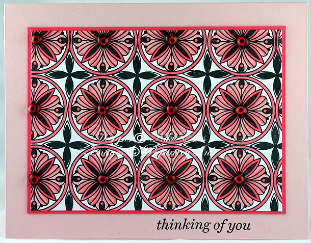 Pattern created using stamps from Simple Little Things.<br />
<br />
Recipe (all Papertrey Ink...