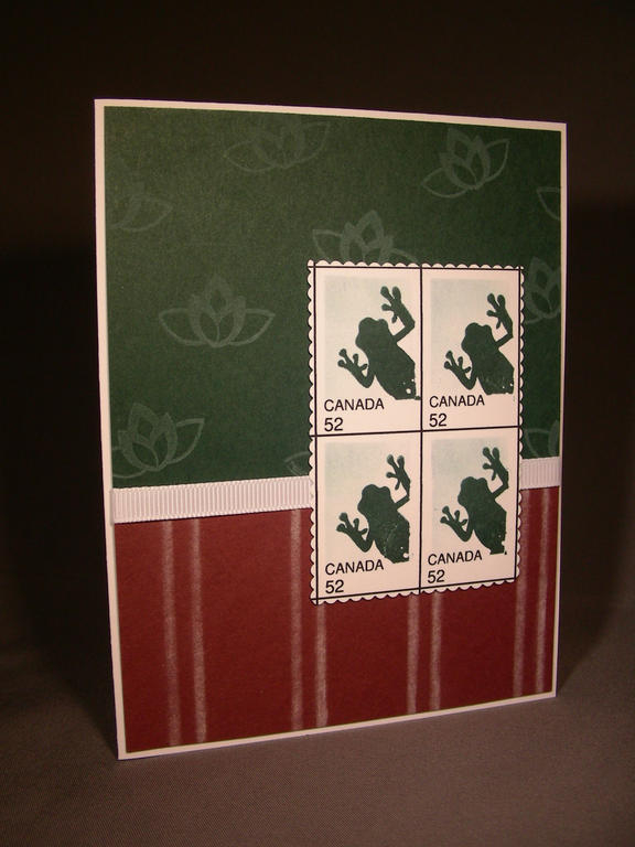 I made this little Postal Frog card for a challenge on SCS.  I haven&#039;t seen anyone use PTI...