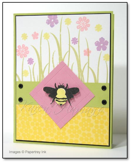 Supplies: <br />
stamps:  Honey Bees<br />
paper:  Spring Moss, Lavendar Moon, Lemon Tart,...