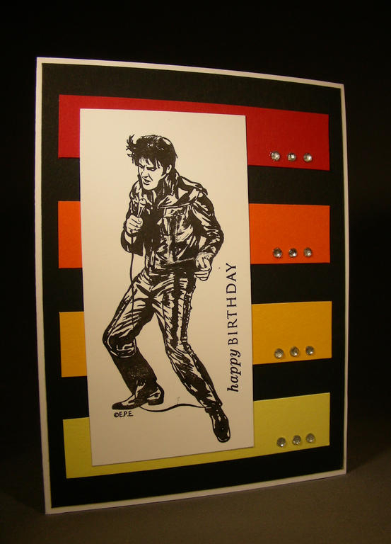 Made this card for my husband.  He&#039;s a big Elvis fan.  The background comes from a picture...