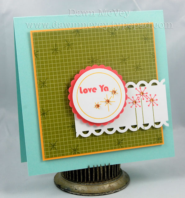 Paper: aqua mist, summer sunrise, berry sorbet, stamper's select white, bitty box basics<br...