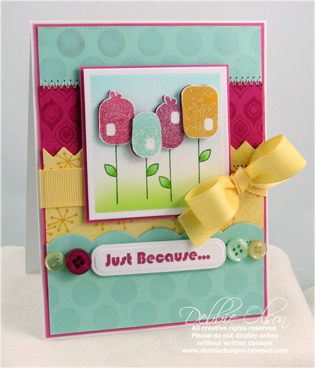Just Because<br />
Stamps: Mod Squad, Polka Dot Basics II<br />
Cardstock: Stampers Select...
