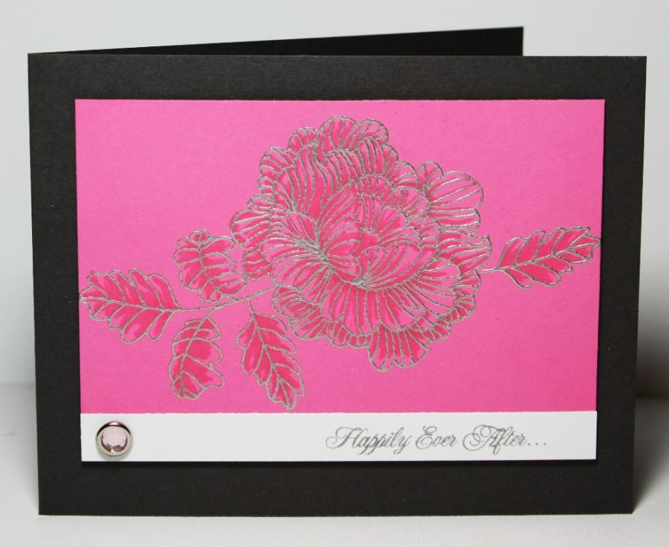 Stamps- In Bloom, Wedding Day<br />
Ink- VersaMark, VersaMark Pen, Smoky Shadow<br />
Paper-...