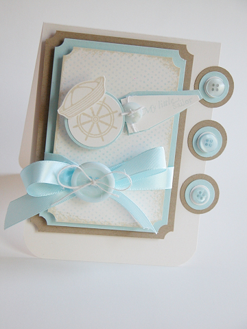 Stamps: Polka Dot Basics II, Out to Sea<br />
Paper: Vintage Cream, Spring Rain, Kraft<br />...