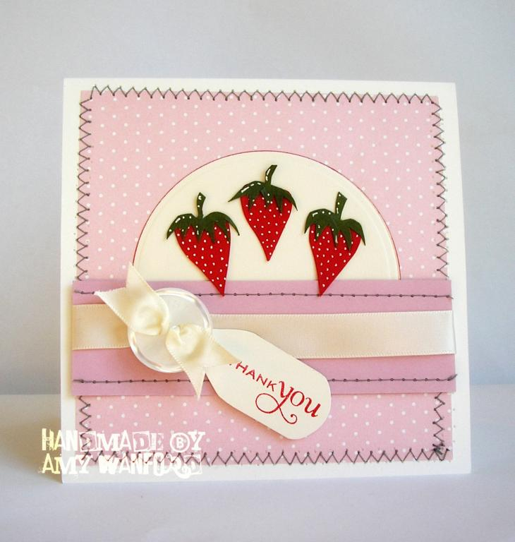 I made the strawberries by punching out heart shapes from Pure Poppy CS and hand drawing the...