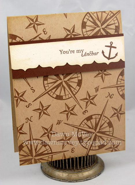 Paper: kraft, dark chocolate, vintage cream<br />
Stamps: Out to Sea<br />
Ink: dark...