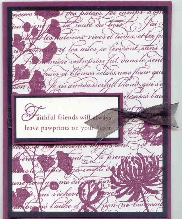 Loss of Pet stamp set, kind &amp; caring thoughts SU and enfransais SU<br />
Paper: White,...